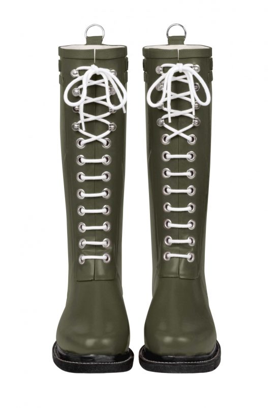 Ilse Jacobsen Tall Laced Rubberboot - Army Green