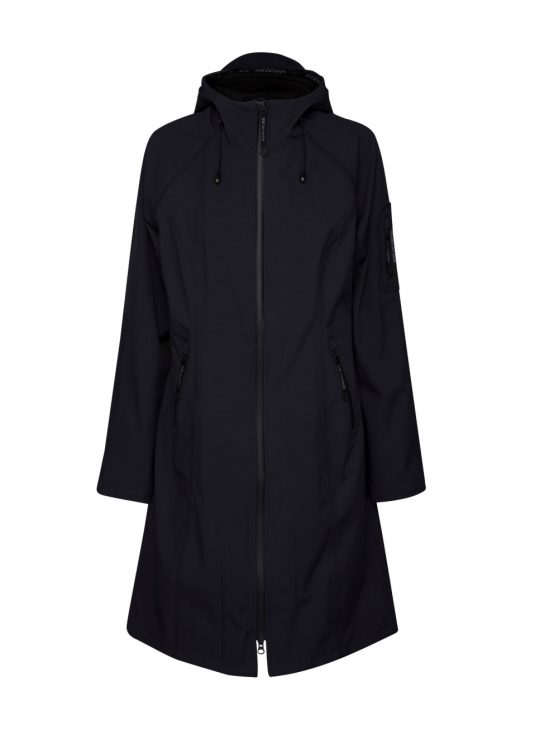 Ilse Jacobsen Long Soft Shell Raincoat - Black, Indigo