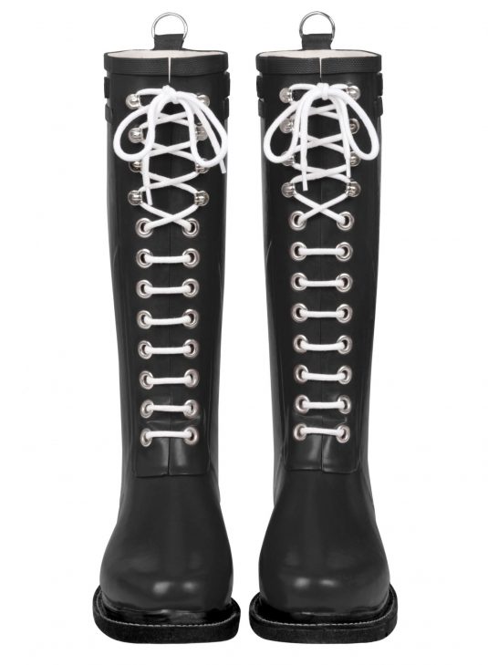 Ilse Jacobsen Tall Laced Rubberboot - Black