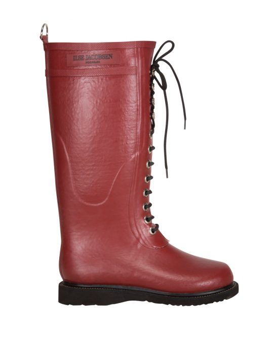 Ilse Jacobsen Tall Laced Rubber Boot Rub1 Brik Red