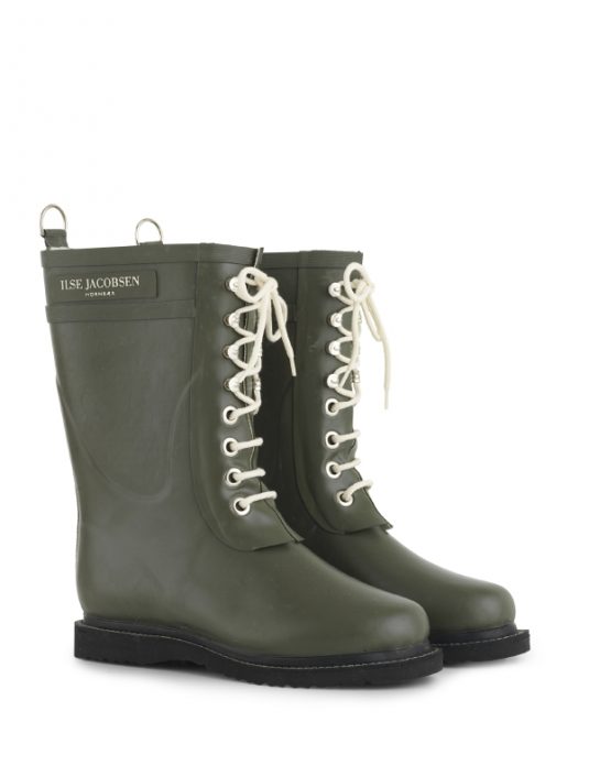 Ilse Jacobsen Rub15 Laced Rubber Boot Army Green