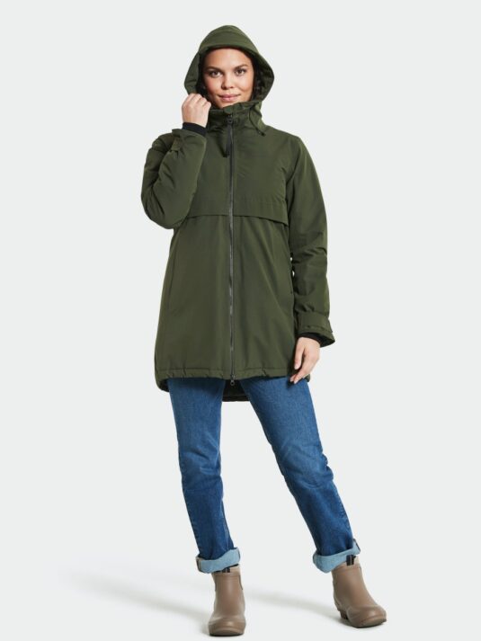 Didriksons Helle Padded waterproof jacket raincoat warm autumn winter green blue black