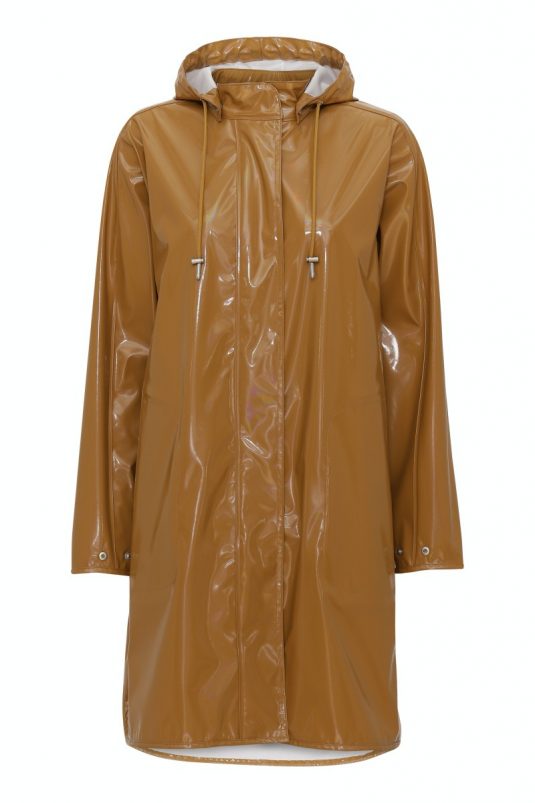 Ilse Jacobsen Rain71G glossy light true rain raincoat shiny gloss finish waterproof A line white kit cashew brown