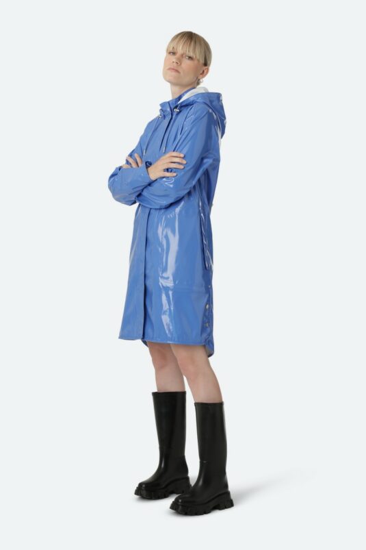 Ilse Jacobsen Rain71G Glossy Raincoat A line waterproof shiny hooded raincoat