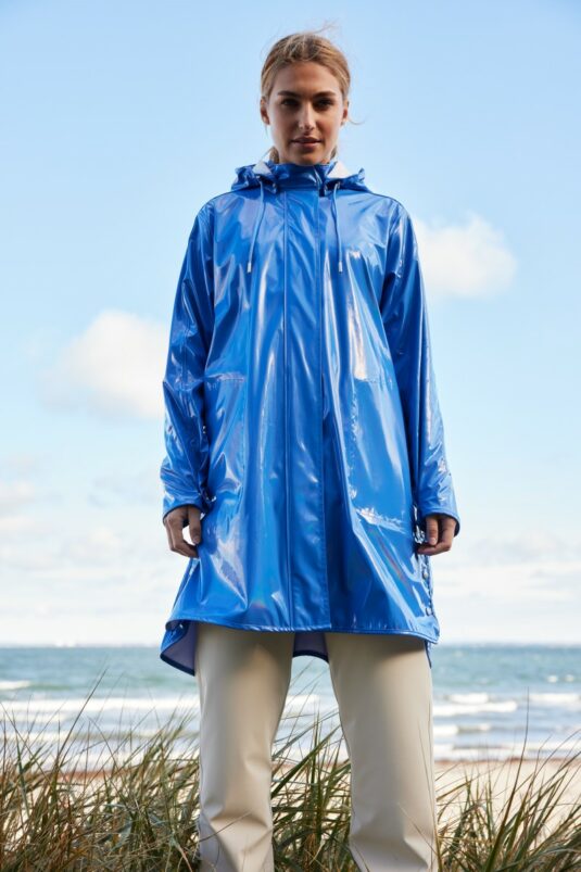Ilse Jacobsen Rain71G Glossy Raincoat A line waterproof shiny hooded raincoat