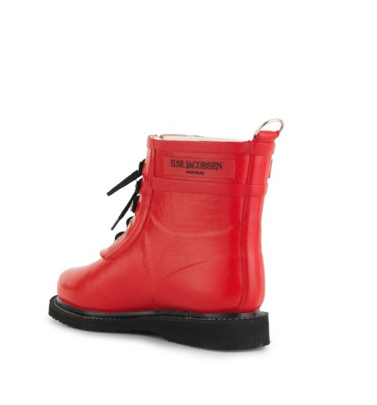 Ilse Jacobsen Short Laced Rubber Boots Deep Red