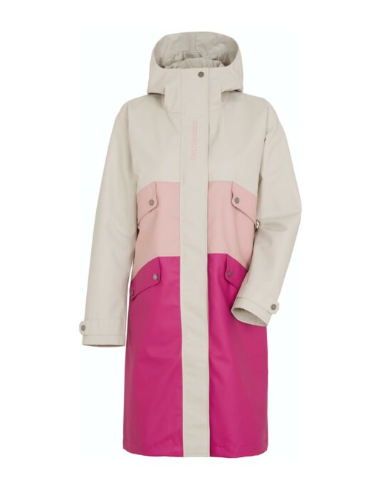 Didriksons Estrid Waterproof Raincoat Pink Beige White rainwear storm protection heavy rain windproof waterproof storm coat