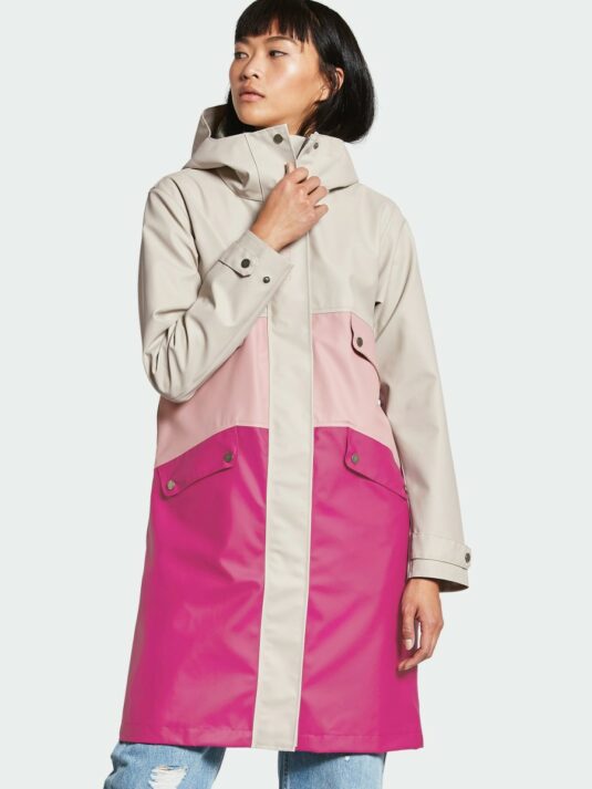 Didriksons Estrid Waterproof Raincoat Pink Beige White rainwear storm protection heavy rain windproof waterproof storm coat