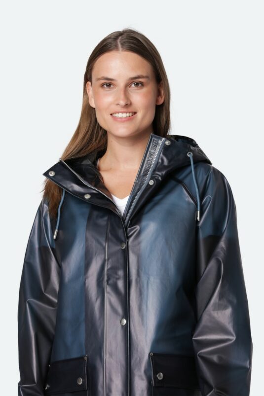 Ilse Jacobsen Rain134 Orion Blue semi transparent waterproof raincoat festival downpour storm weather wind proof protection
