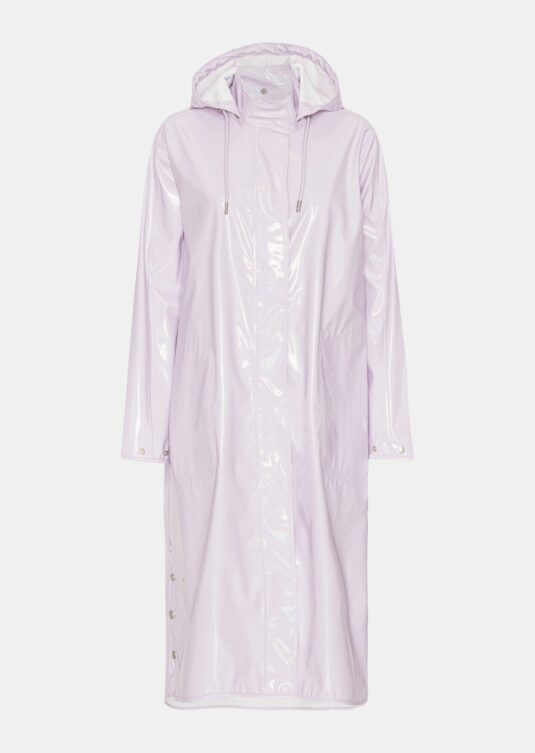 Ilse Jacobsen Rain71GL A-line glossy shiny long raincoat waterproof storm rain weatherproof protection thistle pale pink