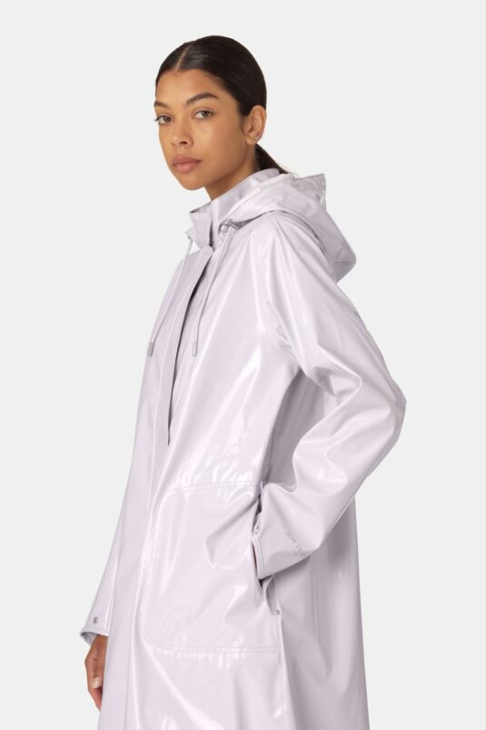 Ilse Jacobsen Rain71GL A-line glossy shiny long raincoat waterproof storm rain weatherproof protection thistle pale pink