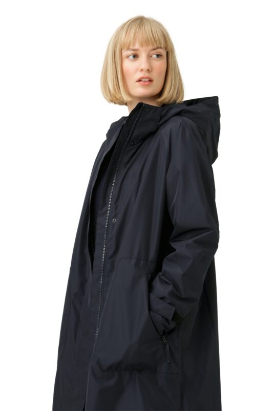 Ilse Jacobsen Long Raincoat rainwear rain stormproof insulated warm windproof protection breathable stormwear dark indigo